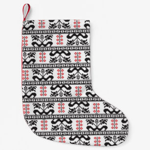 Seamless pattern design inspired by Romanian tradi Small Christmas Stocking