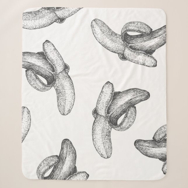 Seamless pattern design or background with banana. sherpa blanket (Front)