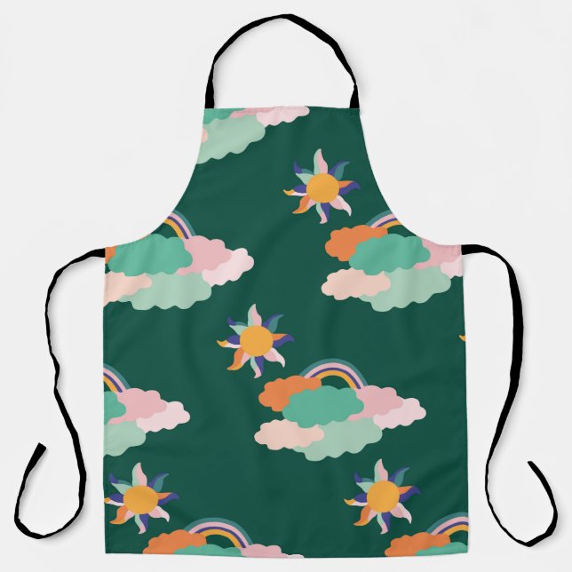 Seamless pattern design with colourful clouds and  apron (Front)