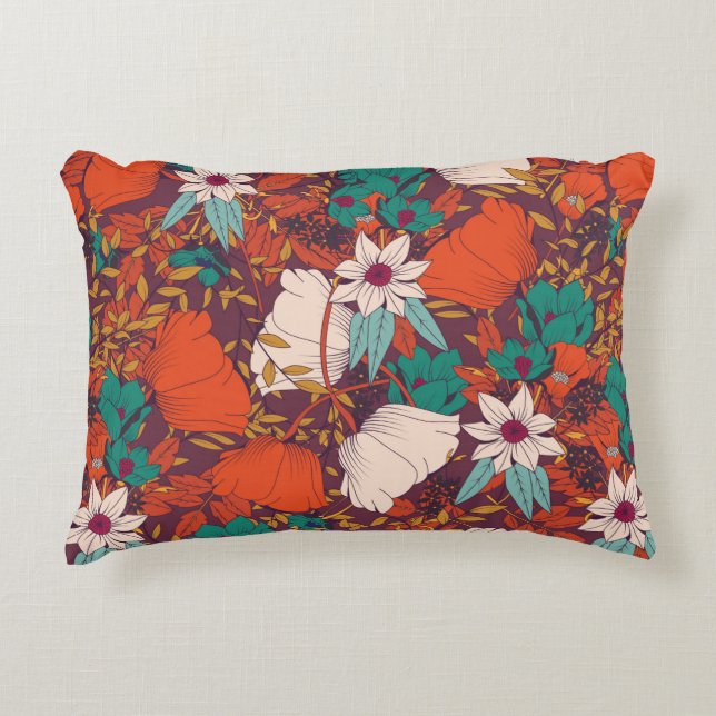 Seamless pattern design with hand drawn flowers an decorative cushion (Front)