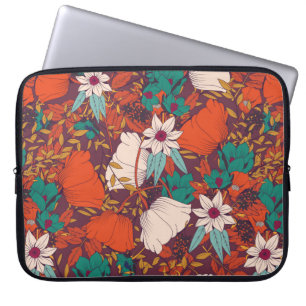 Seamless pattern design with hand drawn flowers an laptop sleeve