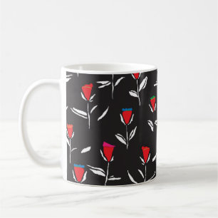 Seamless pattern design with pretty stylised flowe coffee mug