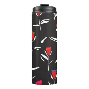Seamless pattern design with pretty stylised flowe thermal tumbler