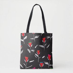 Seamless pattern design with pretty stylised flowe tote bag