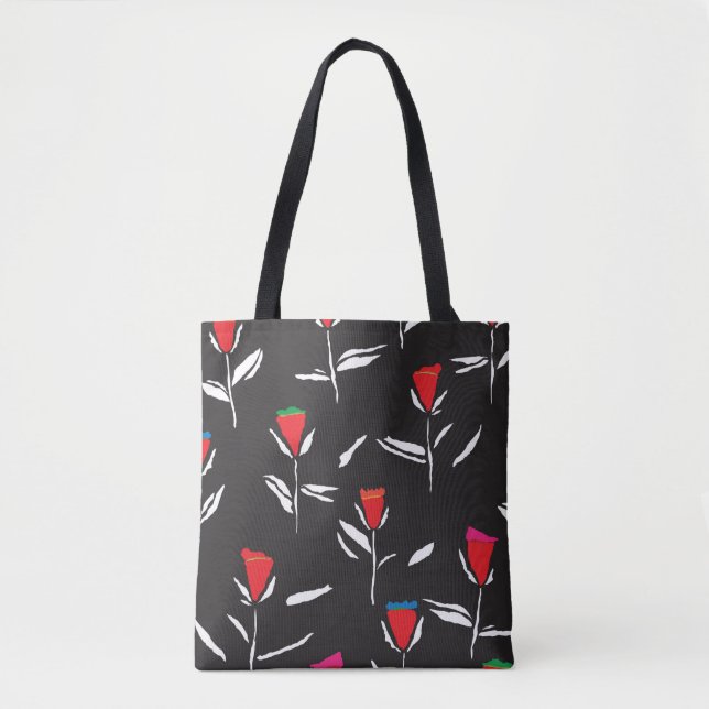 Seamless pattern design with pretty stylised flowe tote bag (Front)