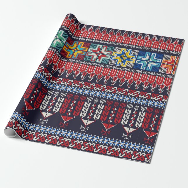 Seamless pattern design with traditional Palestini Wrapping Paper (Unrolled)