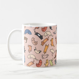 Seamless pattern doodle cats,illustration coffee mug