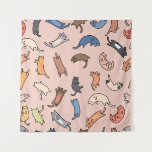 Seamless pattern doodle cats,illustration tapestry