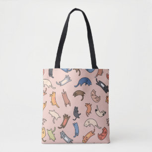 Seamless pattern doodle cats,illustration tote bag
