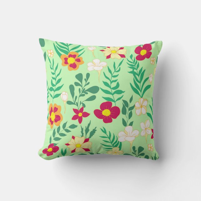 Seamless pattern flower and leaveshome decor, back cushion (Front)