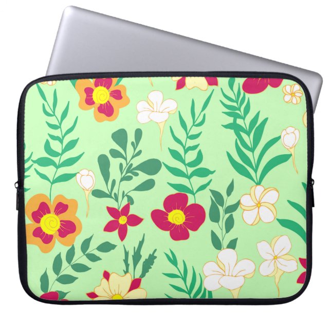 Seamless pattern flower and leaveshome decor, back laptop sleeve (Front)