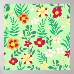 Seamless pattern flower and leaveshome decor, back poster