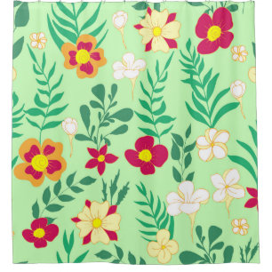 Seamless pattern flower and leaveshome decor, back shower curtain