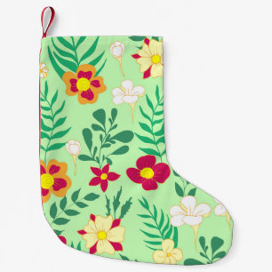 Seamless pattern flower and leaveshome decor, back small christmas stocking
