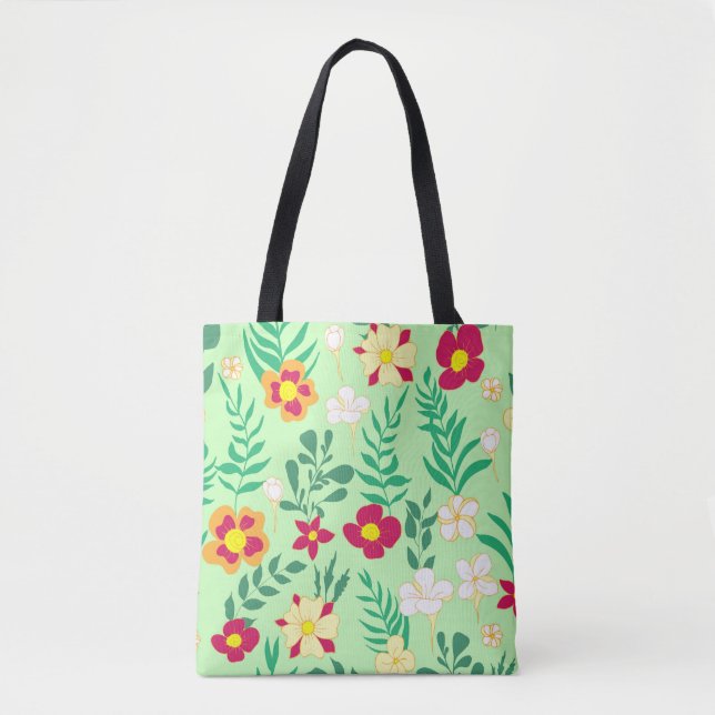 Seamless pattern flower and leaveshome decor, back tote bag (Front)