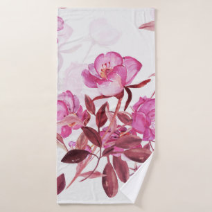 Seamless pattern flowering branch of rose hips. Wa Bath Towel