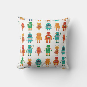 Seamless pattern from colorful retro robots in a f cushion