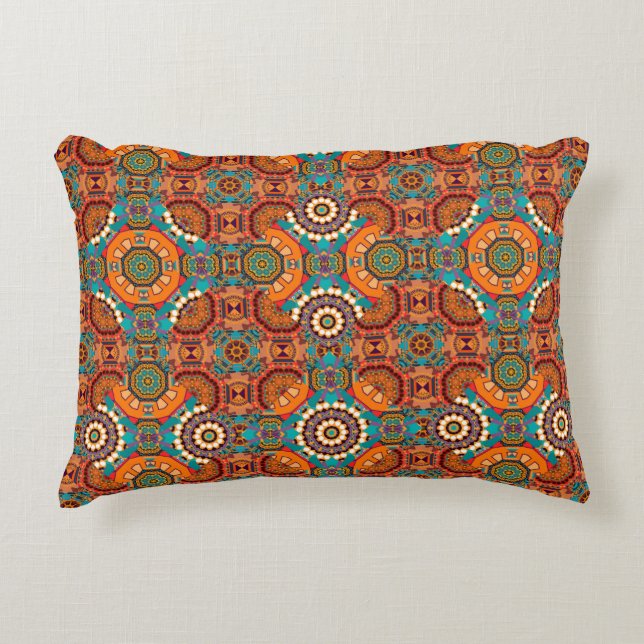 Seamless pattern from mandalas painted in brown, b decorative cushion (Front)