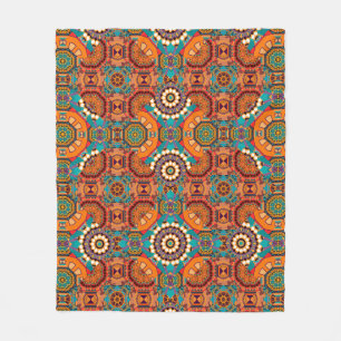 Seamless pattern from mandalas painted in brown, b fleece blanket