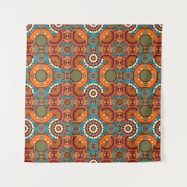 Seamless pattern from mandalas painted in brown, b tapestry (Front)
