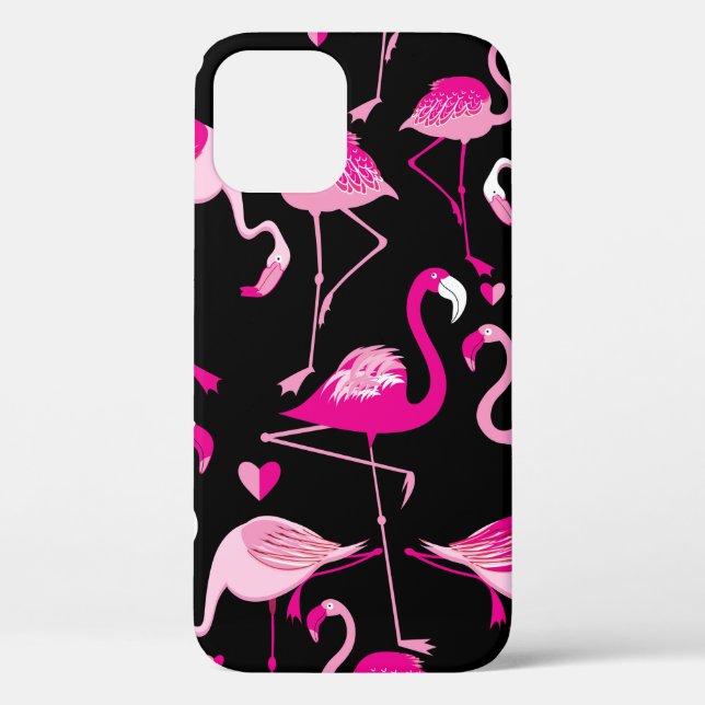 Seamless pattern from pink flamingos on a dark bac Case-Mate iPhone case (Back)