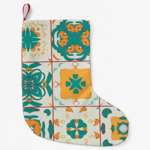 Seamless pattern from the 9 arabic tilesabstract,a small christmas stocking
