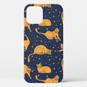 Seamless pattern, funny cats in everyday poses, pl iPhone 12 case