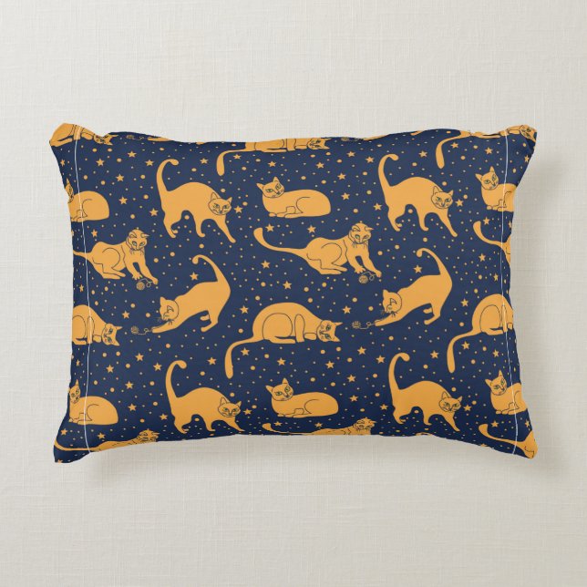 Seamless pattern, funny cats in everyday poses, pl decorative cushion (Front)
