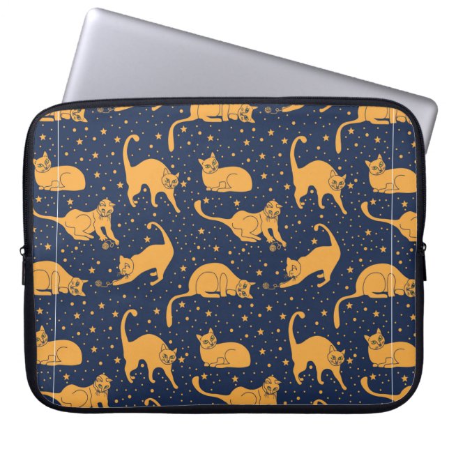 Seamless pattern, funny cats in everyday poses, pl laptop sleeve (Front)