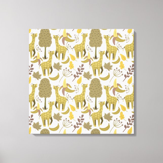 Seamless pattern Giraffe yellow white background Canvas Print (Front)