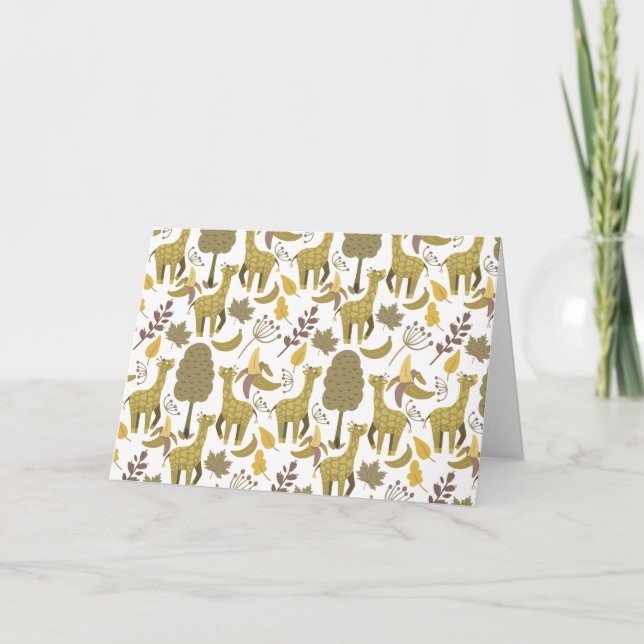 Seamless pattern Giraffe yellow white background Card (Front)
