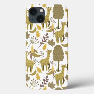 Seamless pattern Giraffe yellow white background iPhone 13 Case