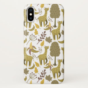 Seamless pattern Giraffe yellow white background iPhone X Case