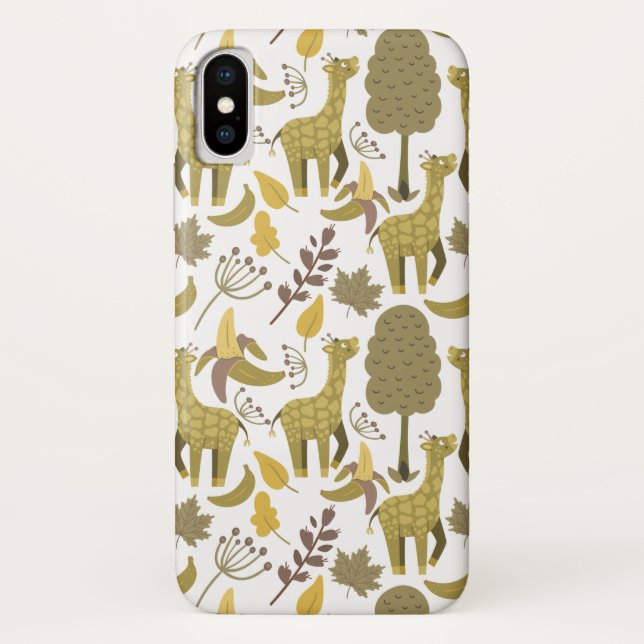 Seamless pattern Giraffe yellow white background Case-Mate iPhone Case (Back)