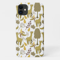 Seamless pattern Giraffe yellow white background