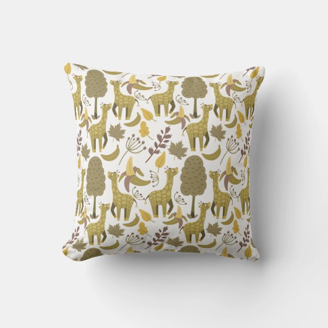Seamless pattern Giraffe yellow white background Cushion (Front)