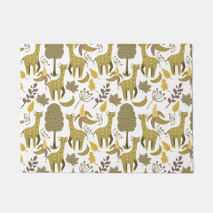 Seamless pattern Giraffe yellow white background Doormat