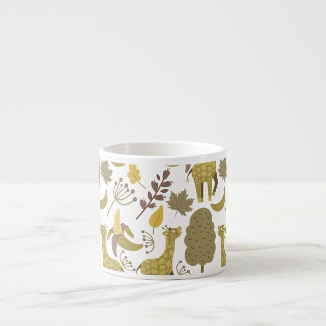 Seamless pattern Giraffe yellow white background Espresso Cup (Front)