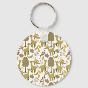 Seamless pattern Giraffe yellow white background Key Ring