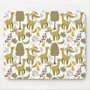Seamless pattern Giraffe yellow white background Mouse Mat
