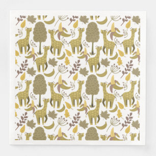 Seamless pattern Giraffe yellow white background Napkin