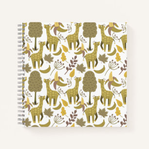 Seamless pattern Giraffe yellow white background Notebook