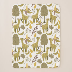 Seamless pattern Giraffe yellow white background Sherpa Blanket
