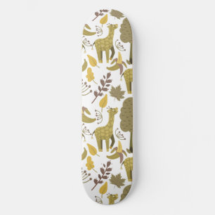 Seamless pattern Giraffe yellow white background Skateboard