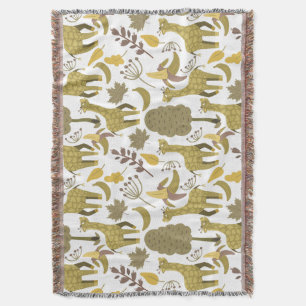 Seamless pattern Giraffe yellow white background Throw Blanket