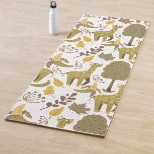 Seamless pattern Giraffe yellow white background Yoga Mat