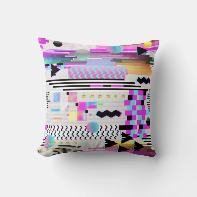 Seamless Pattern Glitch Design. Cyberpunk Digital  Cushion (Front)