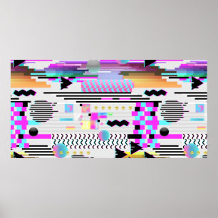 Seamless Pattern Glitch Design. Cyberpunk Digital  Poster