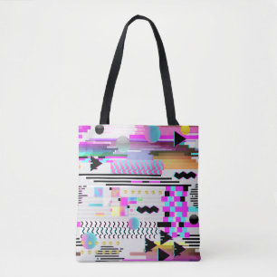 Seamless Pattern Glitch Design. Cyberpunk Digital  Tote Bag