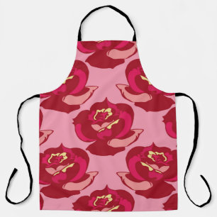 Seamless pattern gold burgundy roses vintage beaut apron